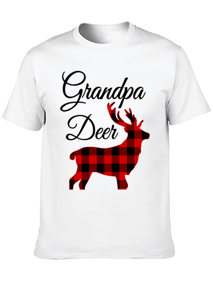 Grandpa Deer Plaid Graphic T-Shirt