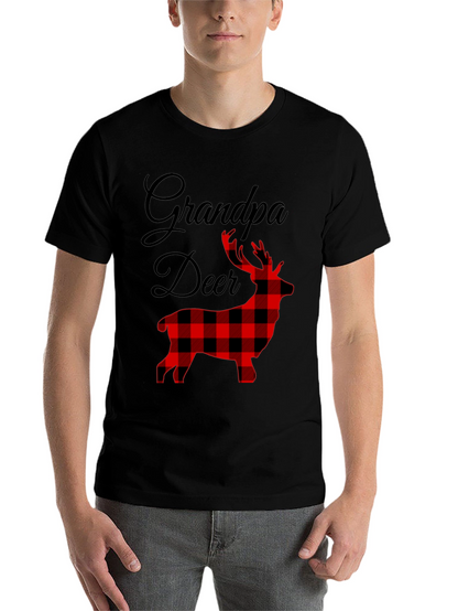 Grandpa Deer Plaid Graphic T-Shirt
