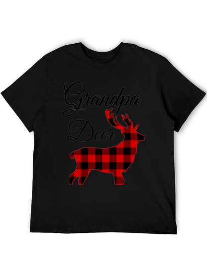 Grandpa Deer Plaid Graphic T-Shirt