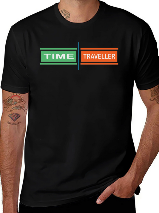Time Traveler Graphic T-Shirt - Black Unique Design