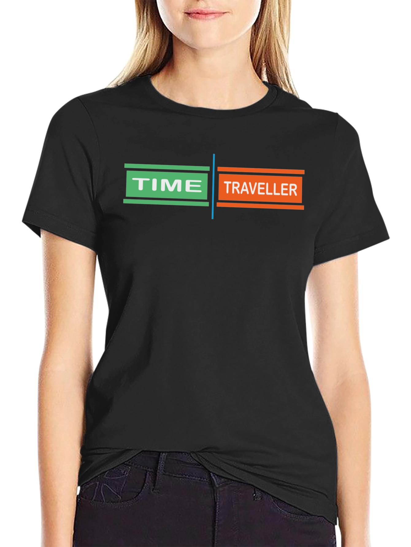 Time Traveler Graphic T-Shirt - Black Unique Design