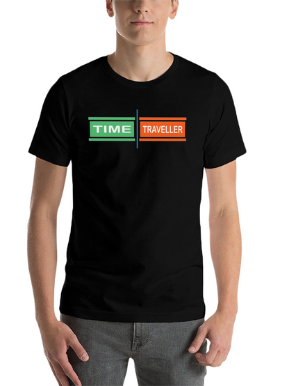 Time Traveler Graphic T-Shirt - Black Unique Design