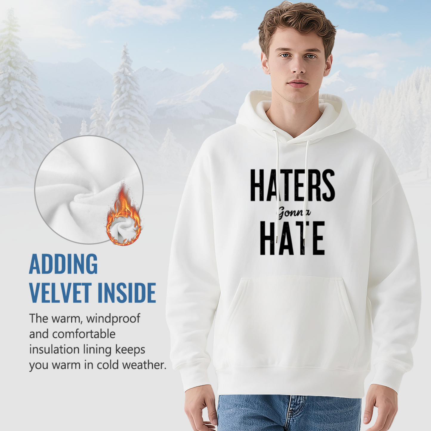 Haters Gonna Hate Street Style Graphic Hoodie, Unisex Loose Comfort Casual Top