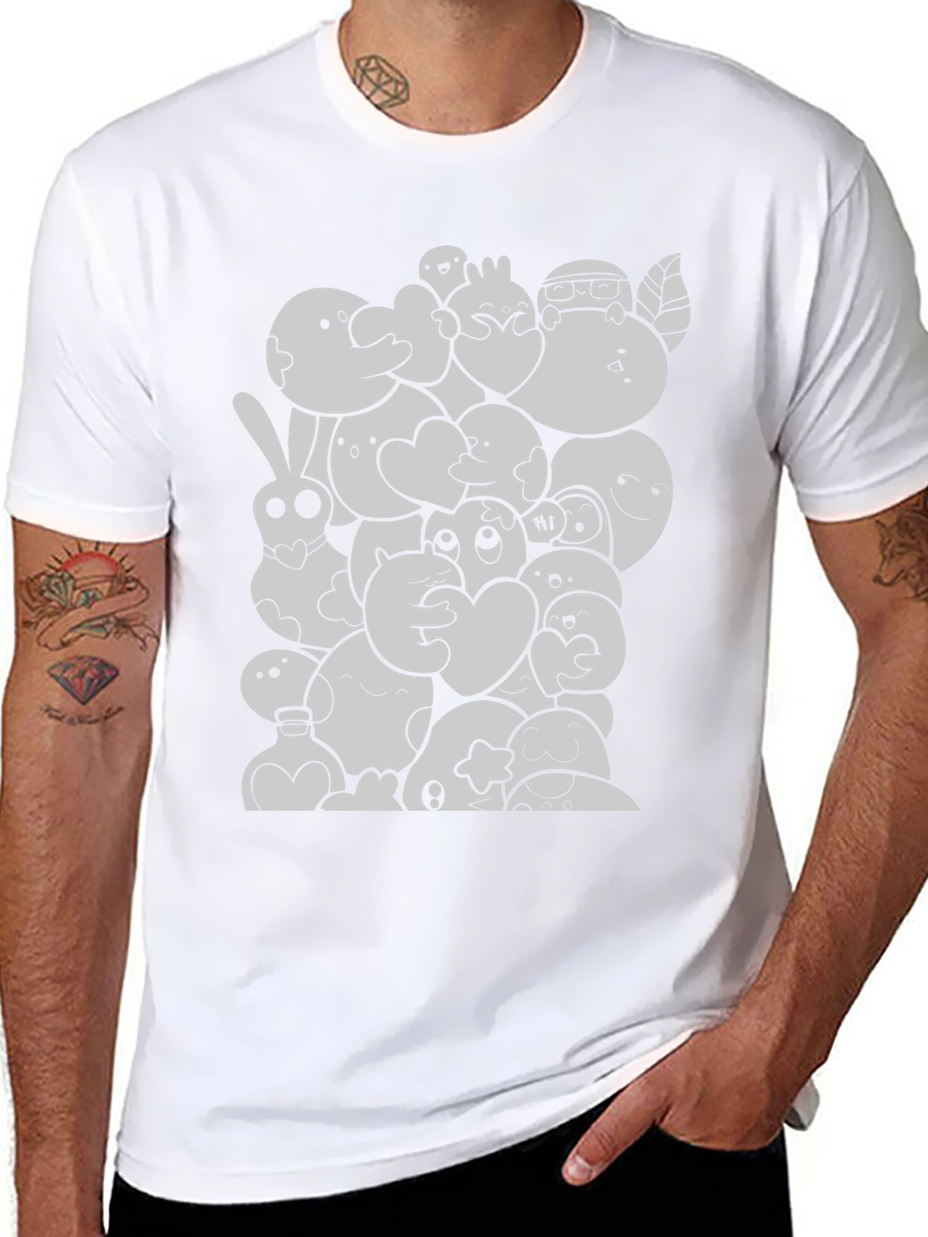 Cartoon Doodle Graphic Black T-Shirt