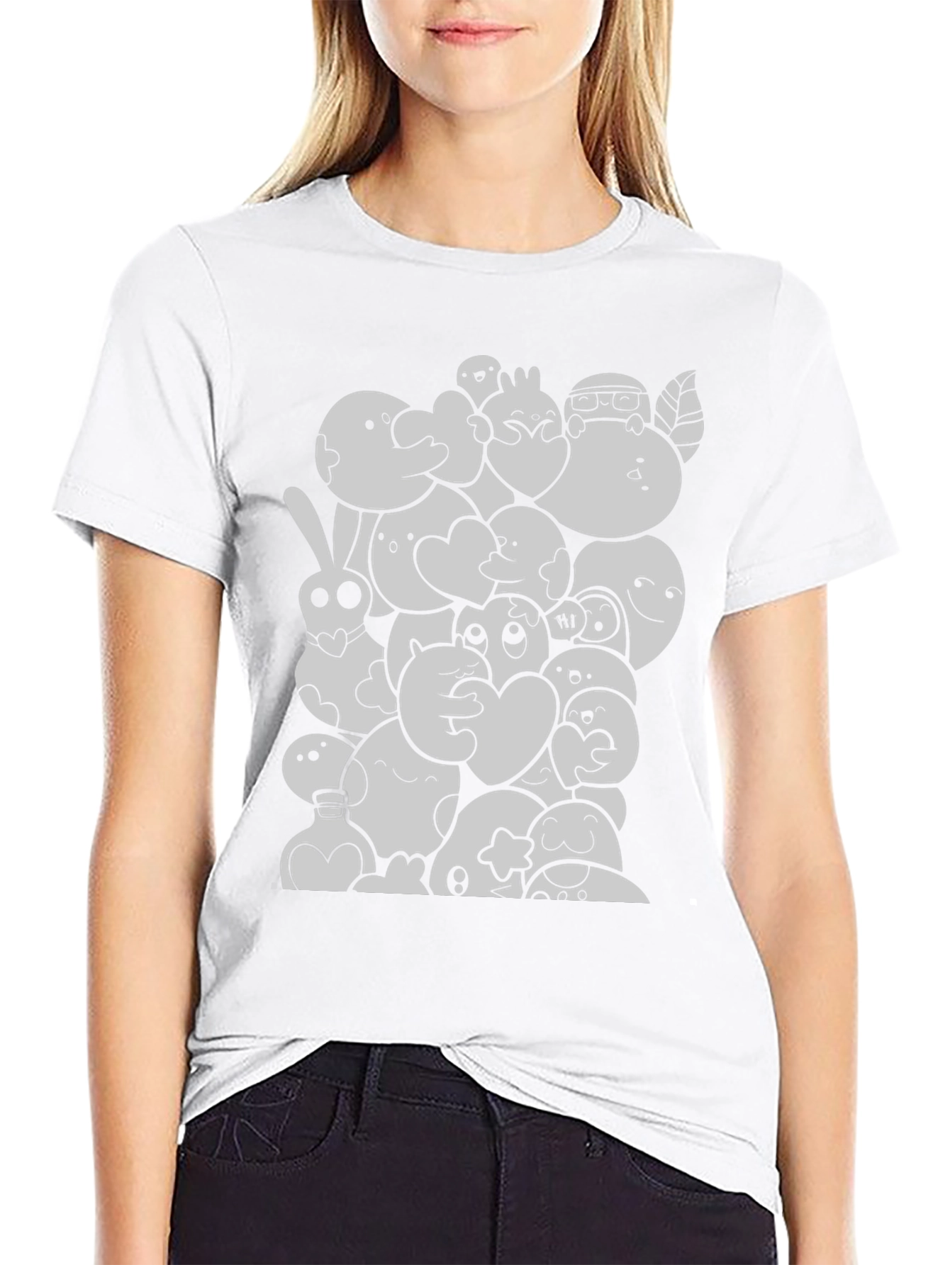 Cartoon Doodle Graphic Black T-Shirt