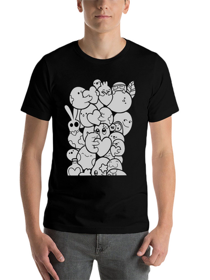 Cartoon Doodle Graphic Black T-Shirt