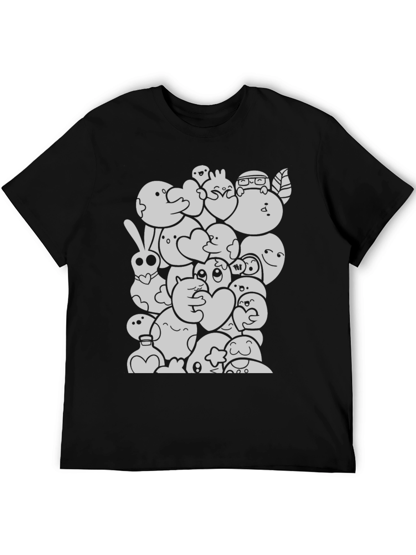 Cartoon Doodle Graphic Black T-Shirt