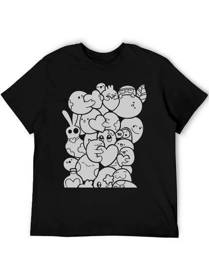 Cartoon Doodle Graphic Black T-Shirt