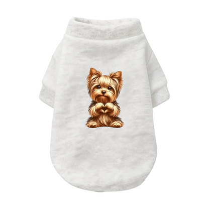 Lovely Yorkshire Terrier Heart Hand White Puppy Portrait Sweater