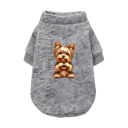 Lovely Yorkshire Terrier Heart Hand White Puppy Portrait Sweater