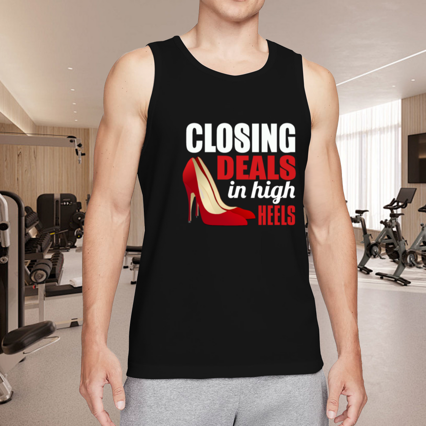 Closing Deals In High Heels Business Lady Graphic Men Tank Top
