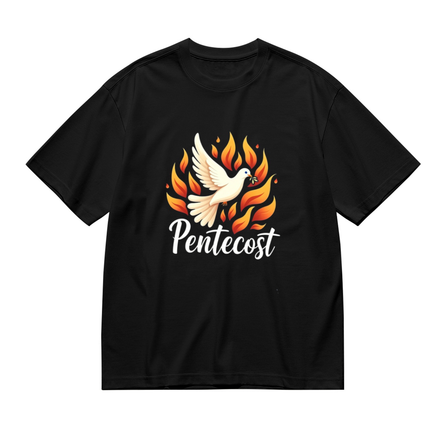 Pentecost Holy Dove & Fiery Flame Faith Graphic Plus Size Women Printed T-Shirt