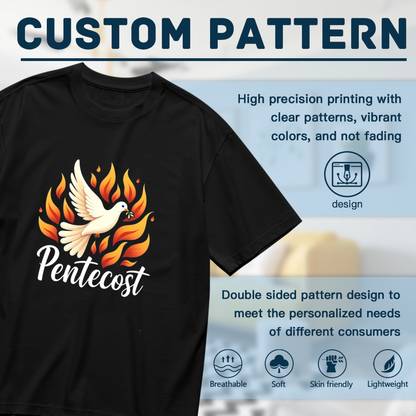 Pentecost Holy Dove & Fiery Flame Faith Graphic Plus Size Women Printed T-Shirt