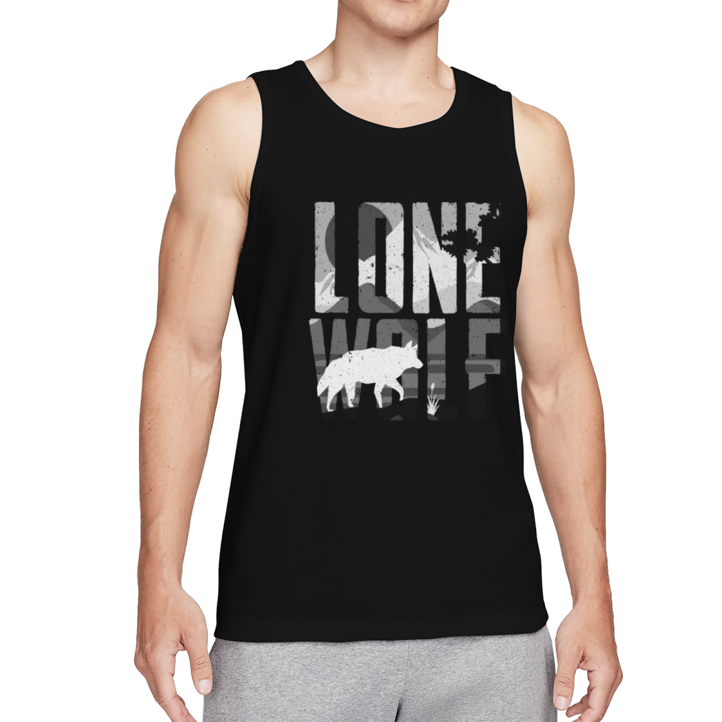 Camo Lone Wolf Wild Outdoor Casual Men Tank Top