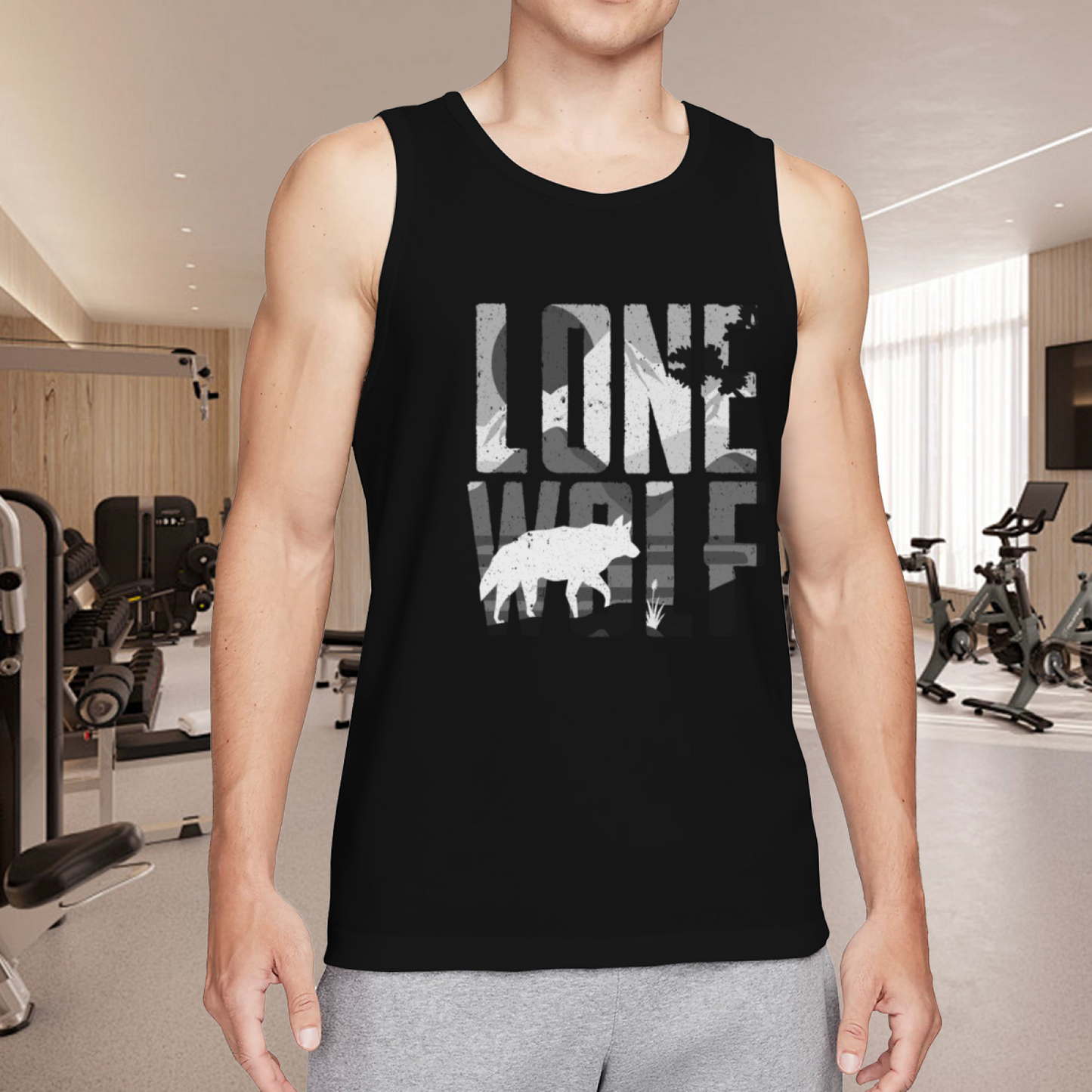 Camo Lone Wolf Wild Outdoor Casual Men Tank Top