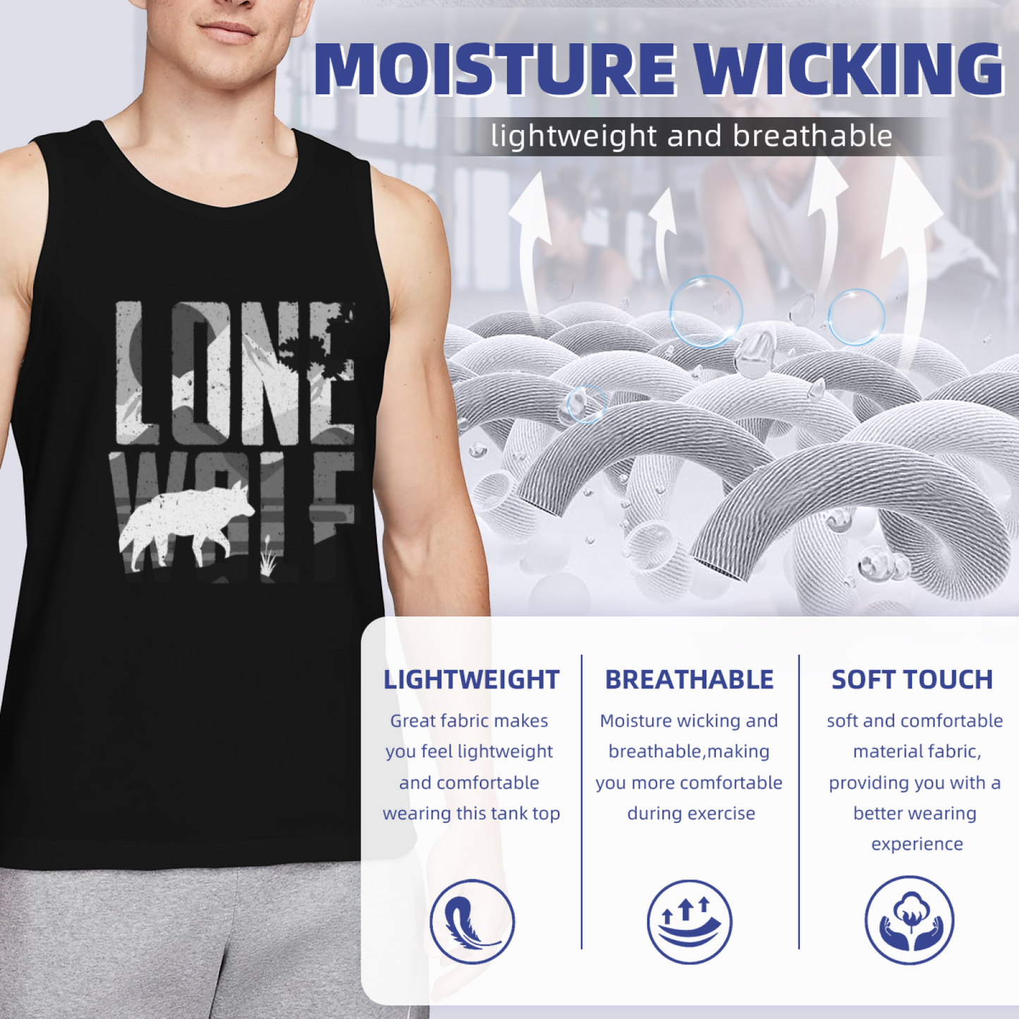 Camo Lone Wolf Wild Outdoor Casual Men Tank Top