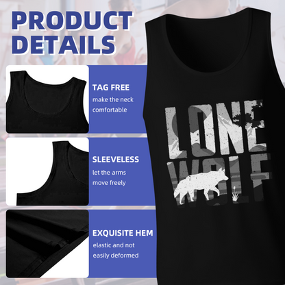 Camo Lone Wolf Wild Outdoor Casual Men Tank Top
