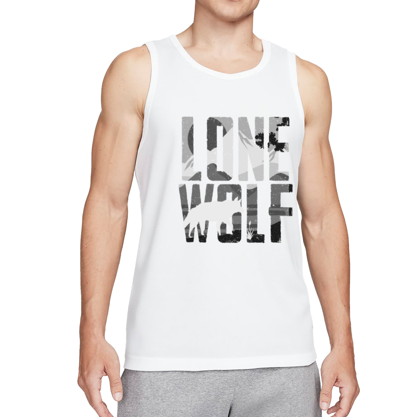 Camo Lone Wolf Wild Outdoor Casual Men Tank Top