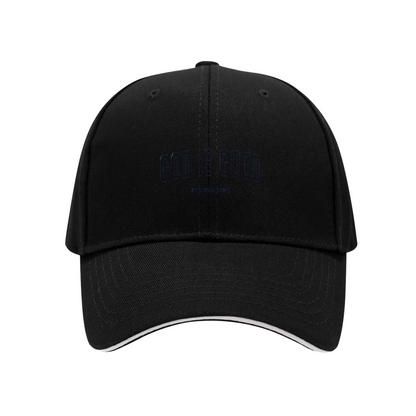 God Is Good All The Time Faith Quote White Sandwich Brim Baseball Cap, Religious Casual Hat