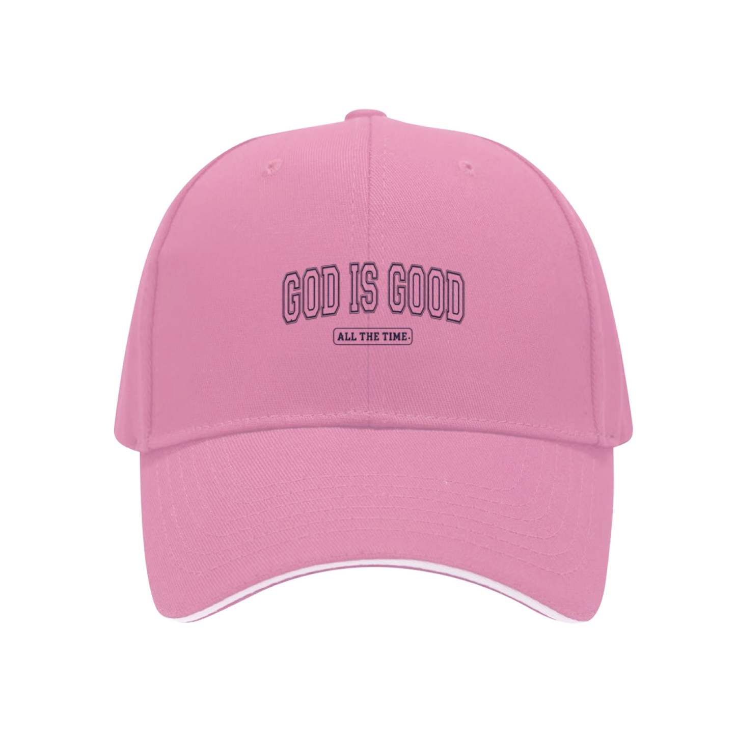 God Is Good All The Time Faith Quote White Sandwich Brim Baseball Cap, Religious Casual Hat