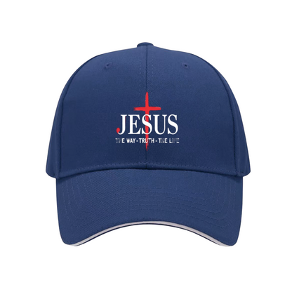 Red Cross JESUS Black Sandwich Brim Baseball Cap Classic Christian Faith Hat