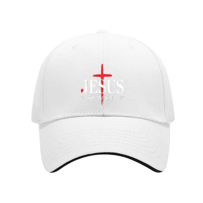 Red Cross JESUS Black Sandwich Brim Baseball Cap Classic Christian Faith Hat