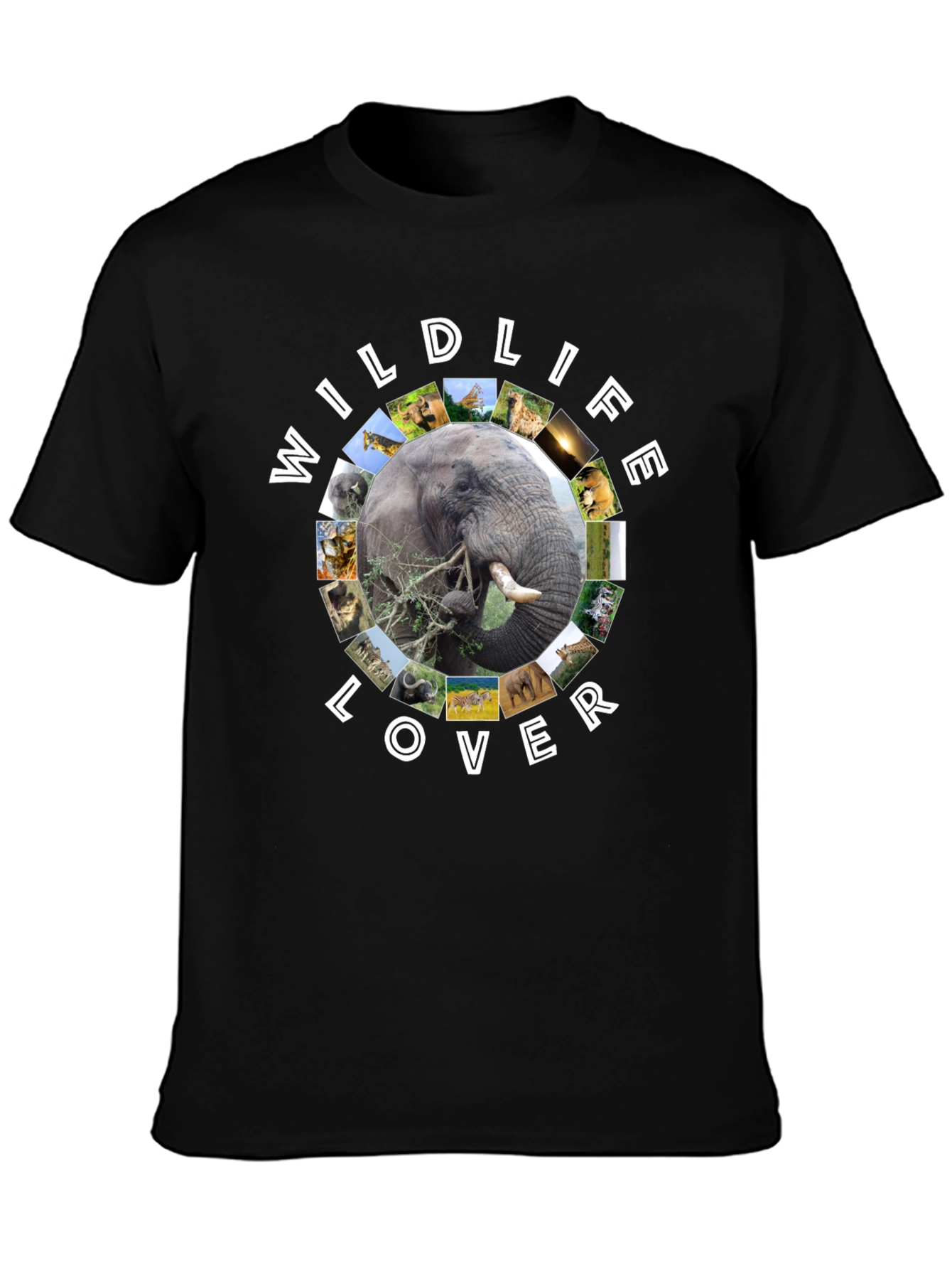 Wildlife Lover Graphic Tee - Black Cotton T-Shirt