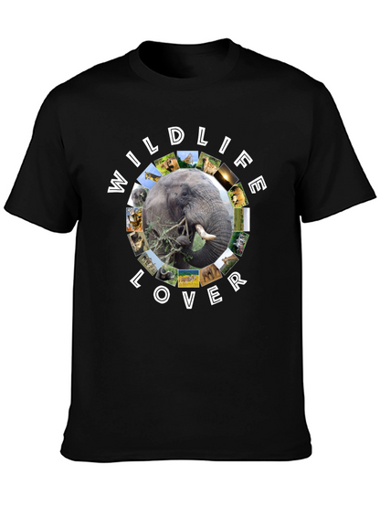 Wildlife Lover Graphic Tee - Black Cotton T-Shirt