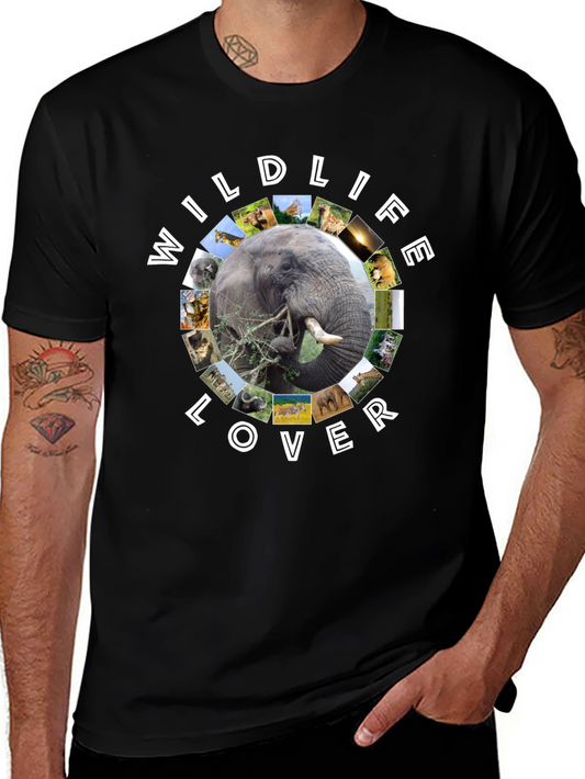Wildlife Lover Graphic Tee - Black Cotton T-Shirt