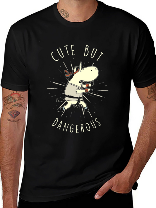 Cute But Dangerous Karate Unicorn Black T-Shirt