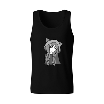 Cute Anime Cat Girl Minimal Art Tank Top