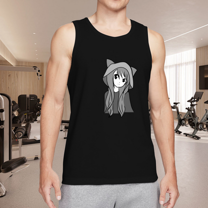 Cute Anime Cat Girl Minimal Art Tank Top