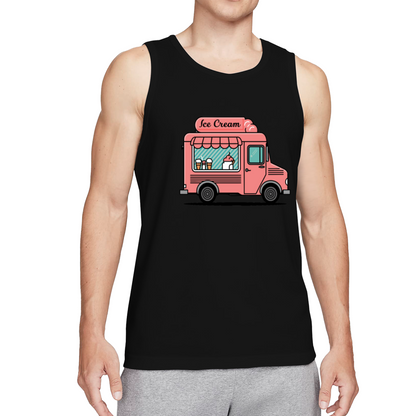 Cute Pink Ice Cream Truck Cartoon Summer Men Tank Top