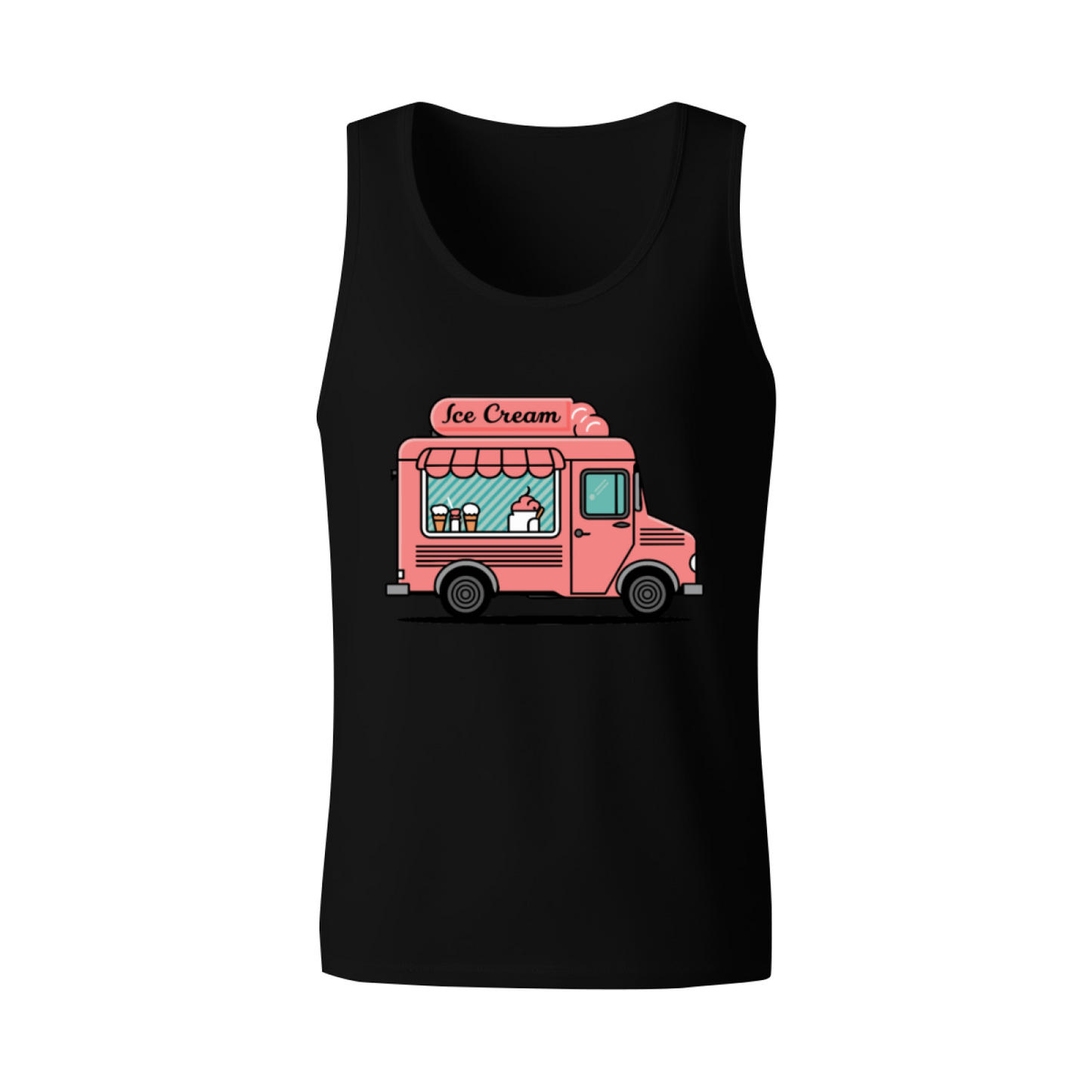 Cute Pink Ice Cream Truck Cartoon Summer Men Tank Top