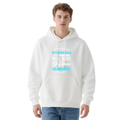Psalm 91 Bible Quote Red Hoodie, Soft Religious Daily Hooded Sweatshirt