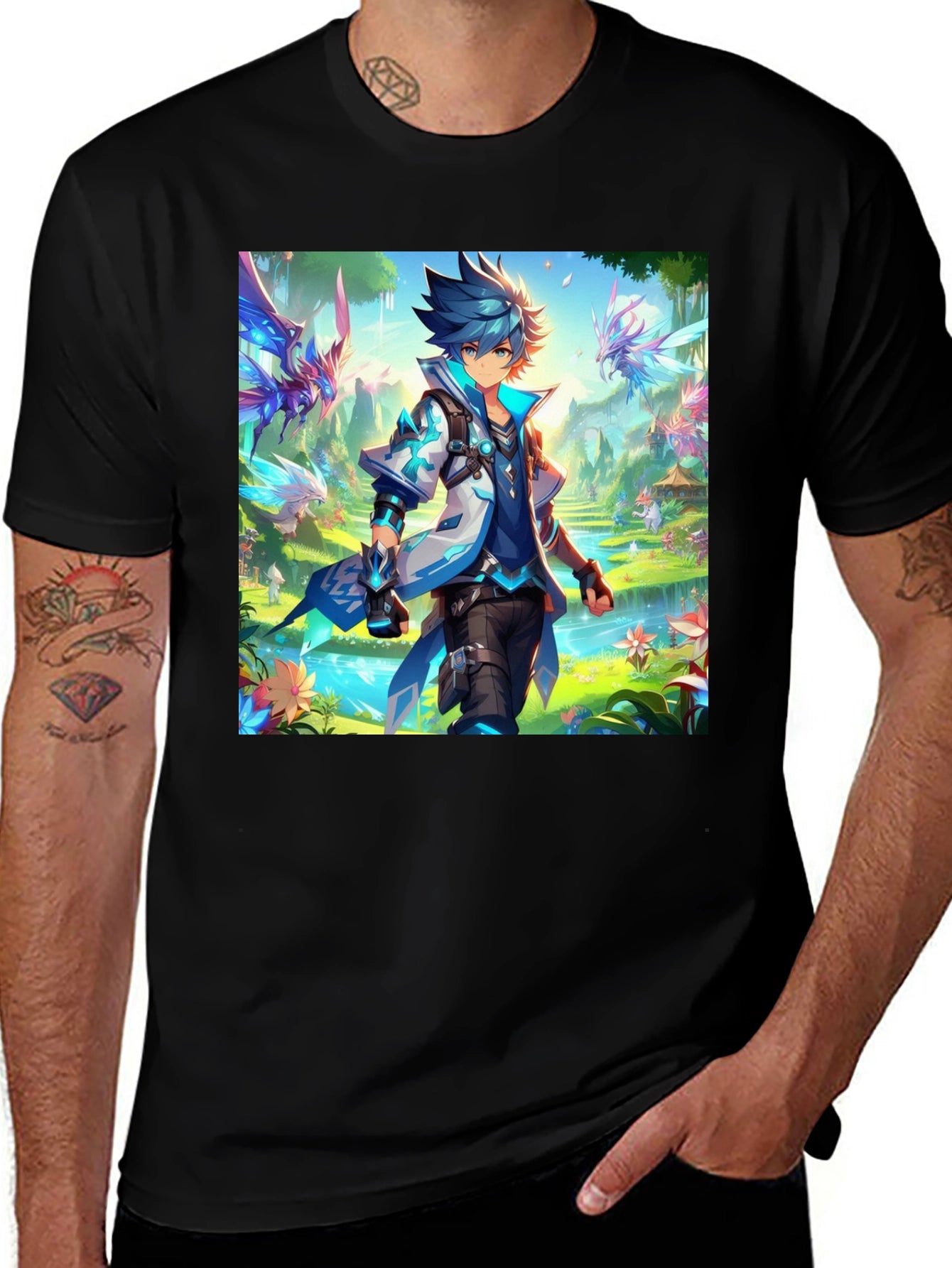 Anime Character Graphic Black T-Shirt
