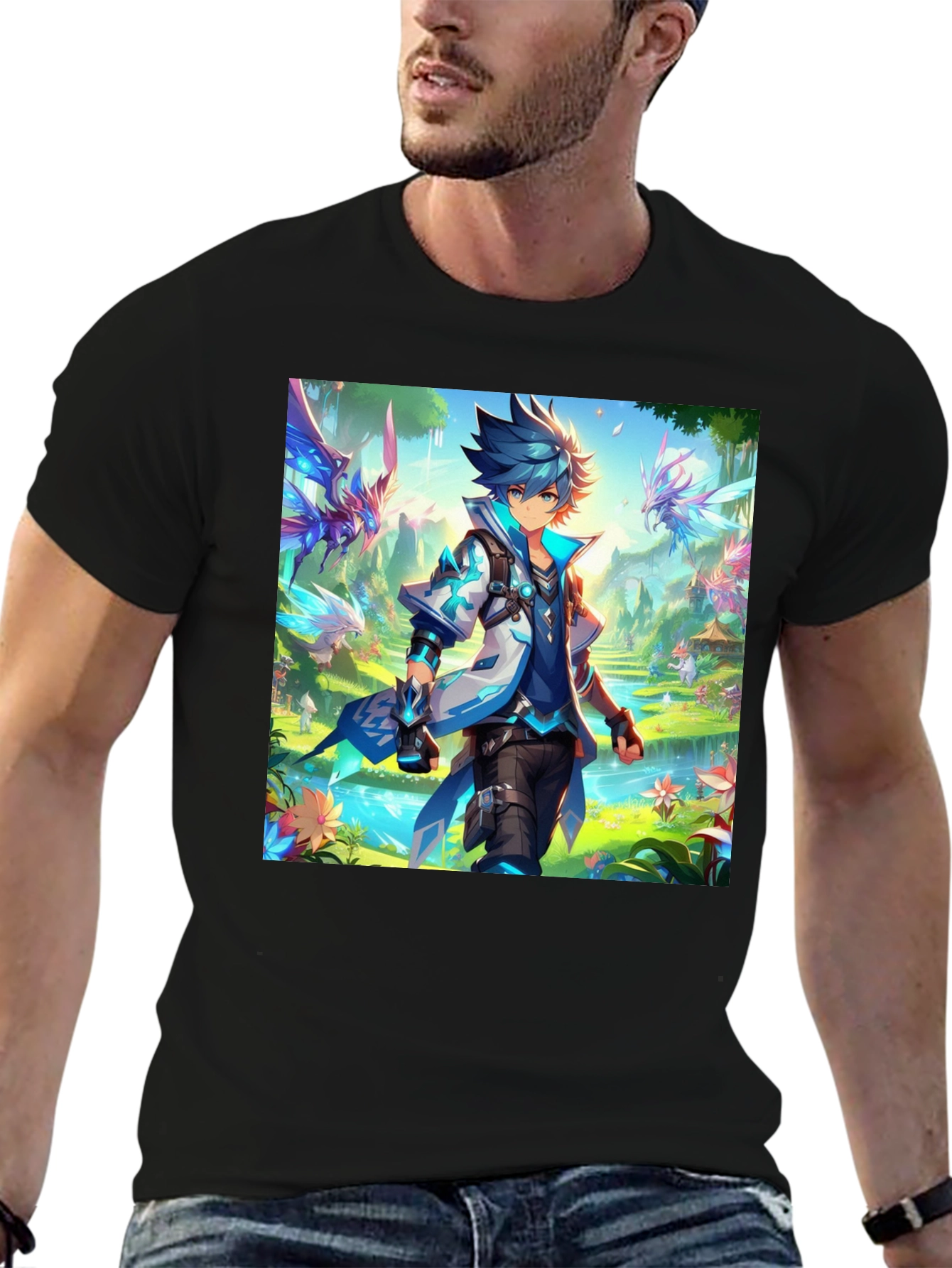 Anime Character Graphic Black T-Shirt
