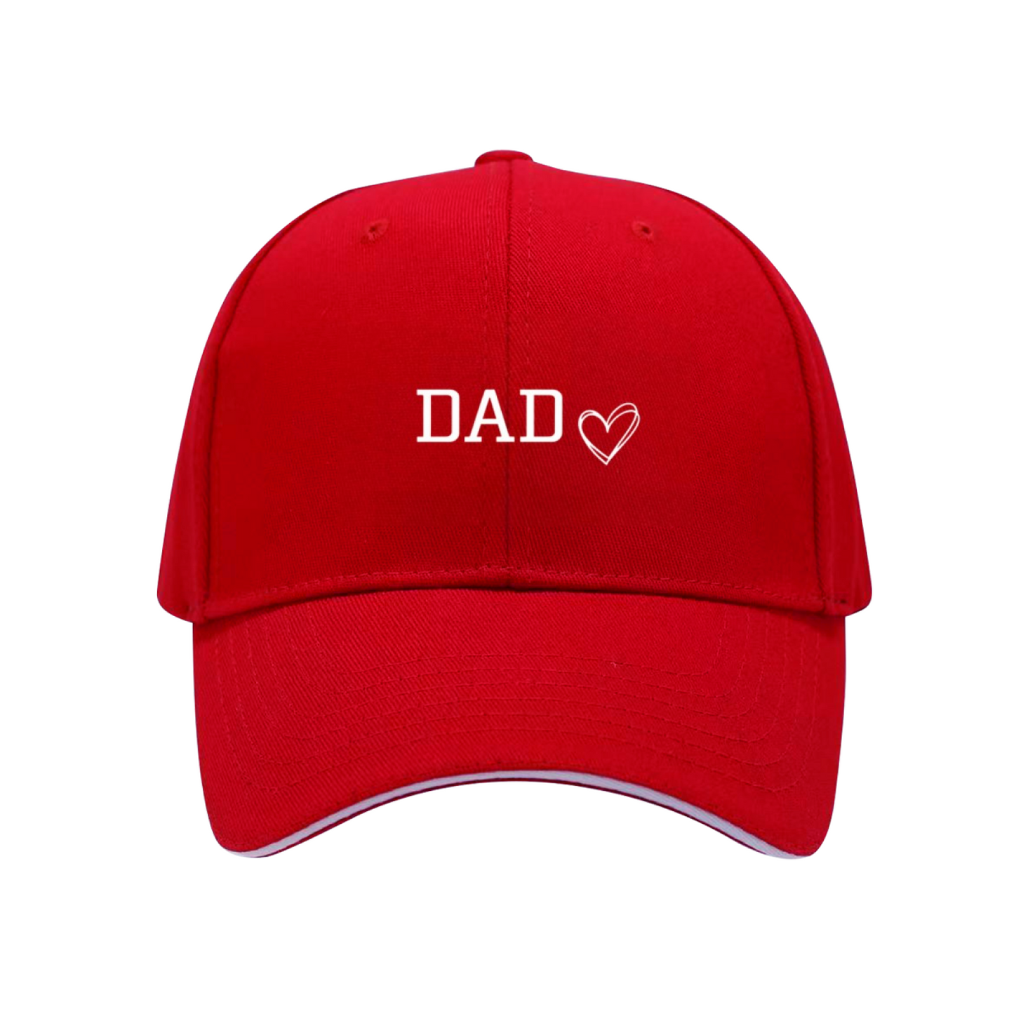 DAD Love Heart Red Sandwich Brim Baseball Cap, Father¡¯s Day Gift Casual Sun Hat