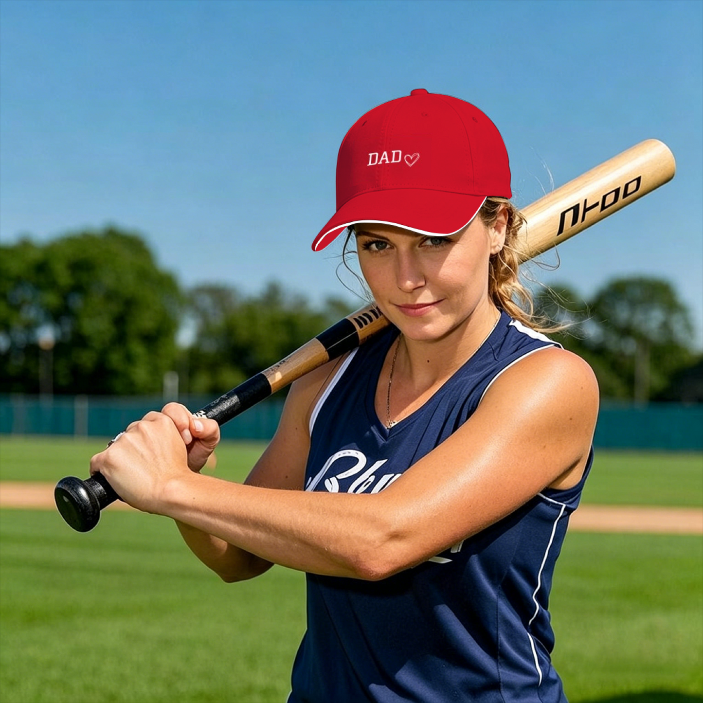 DAD Love Heart Red Sandwich Brim Baseball Cap, Father¡¯s Day Gift Casual Sun Hat