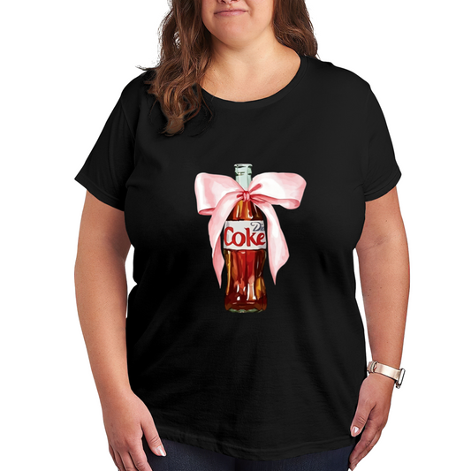 Cute Diet Coke Bottle With Pink Bow Graphic Plus Size Women¡¯s T-Shirt