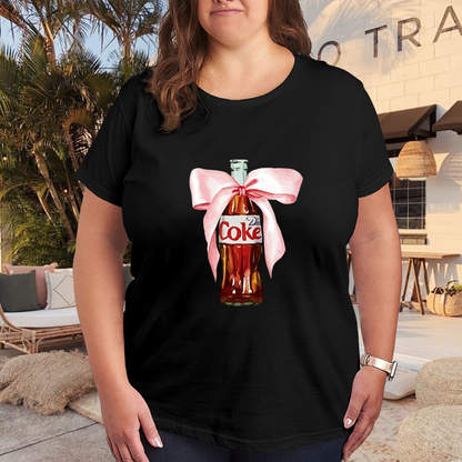 Cute Diet Coke Bottle With Pink Bow Graphic Plus Size Women¡¯s T-Shirt