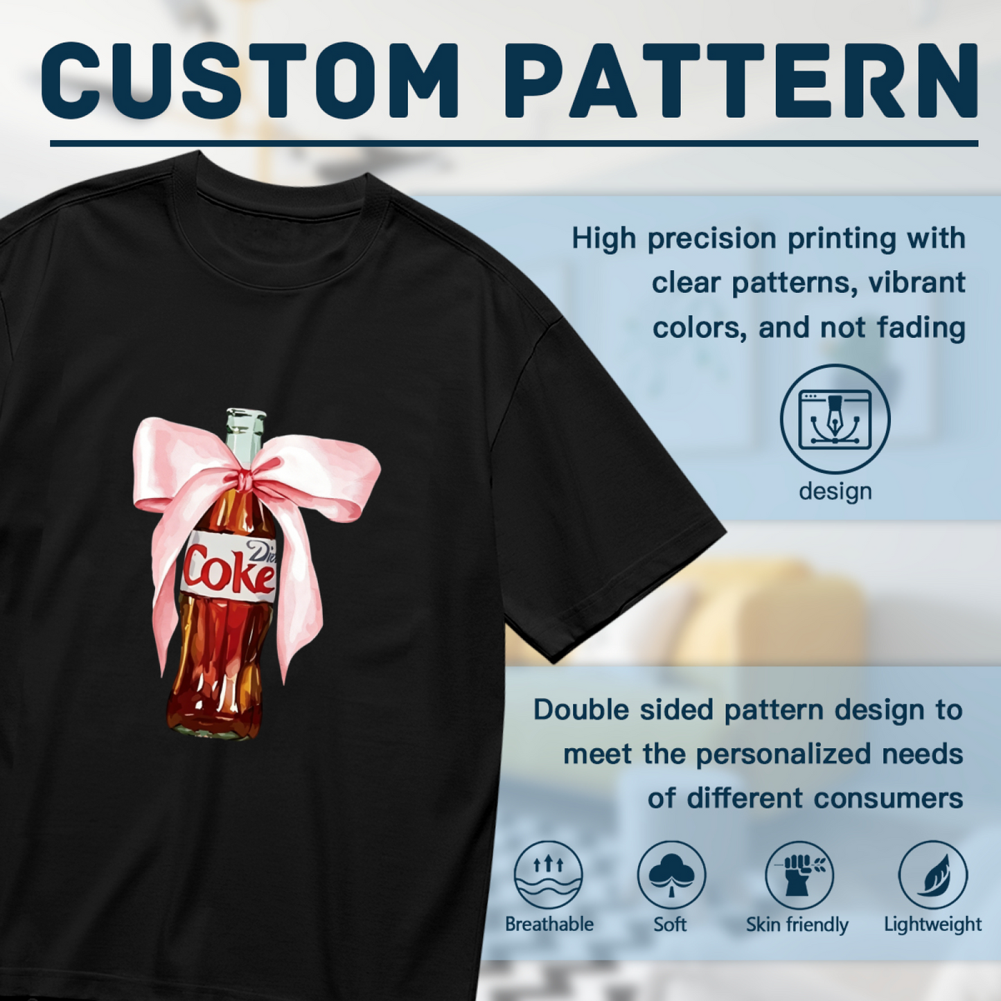 Cute Diet Coke Bottle With Pink Bow Graphic Plus Size Women¡¯s T-Shirt