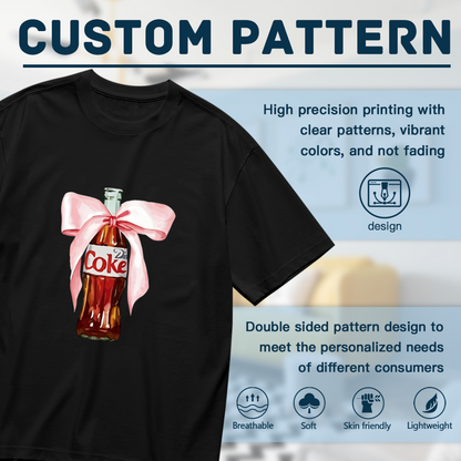 Cute Diet Coke Bottle With Pink Bow Graphic Plus Size Women¡¯s T-Shirt