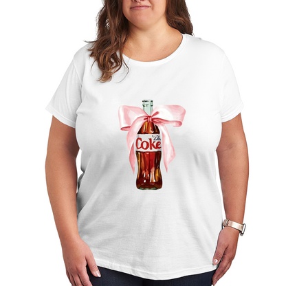 Cute Diet Coke Bottle With Pink Bow Graphic Plus Size Women¡¯s T-Shirt