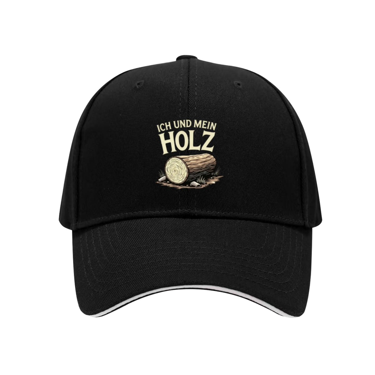 German Text Ich Und Mein Holz Log Print Multi-Color Sandwich Cap