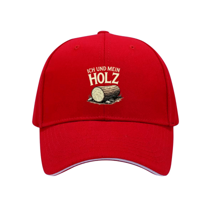 German Text Ich Und Mein Holz Log Print Multi-Color Sandwich Cap