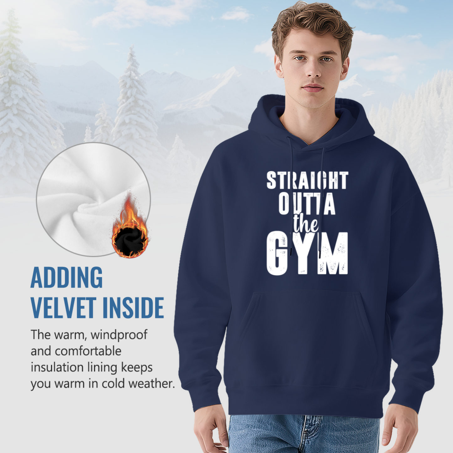 Gym Lover Straight Outta The Gym Navy Hoodie, Unisex Soft Workout Pullover