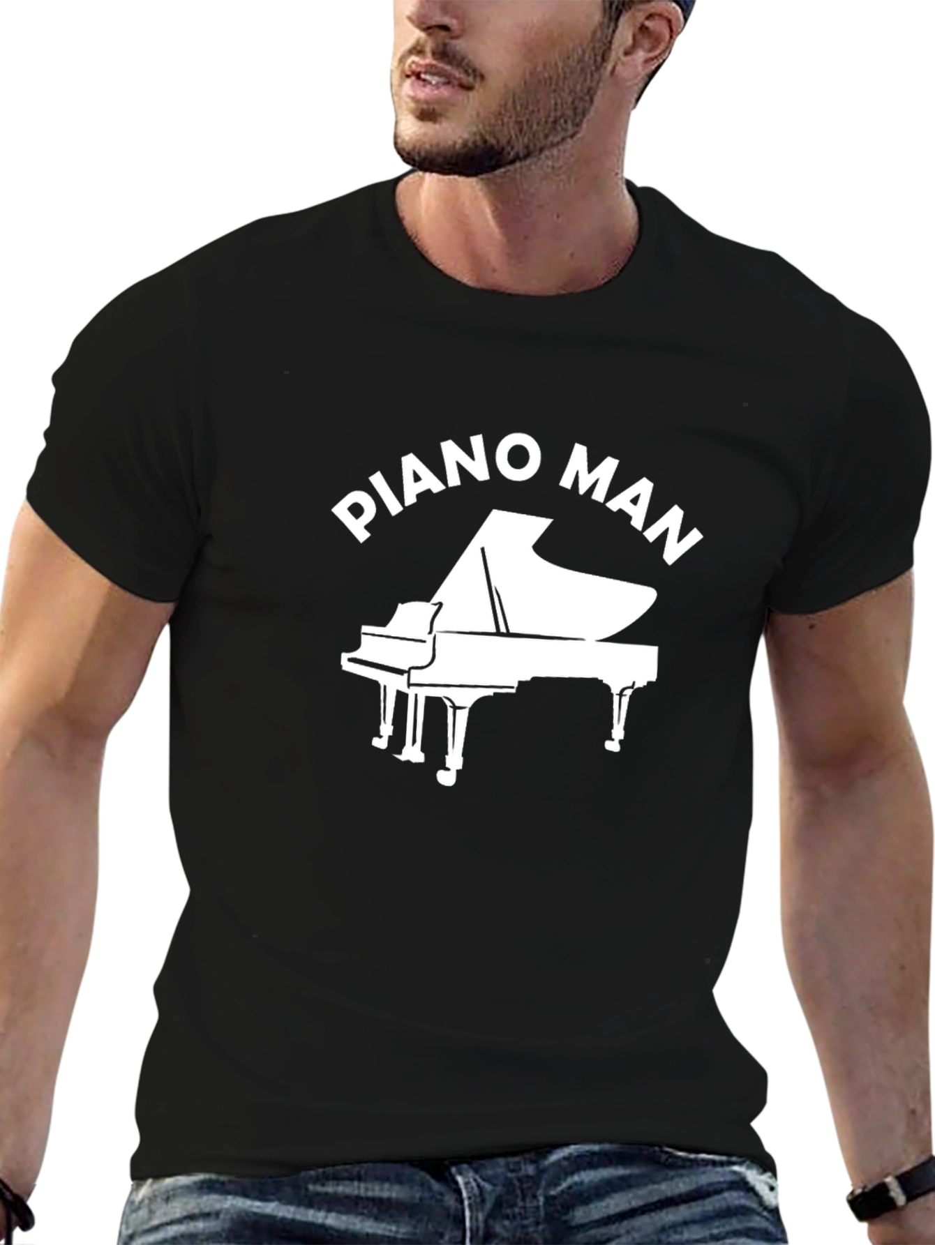 Piano Man Graphic Tee - Classic Black T-Shirt