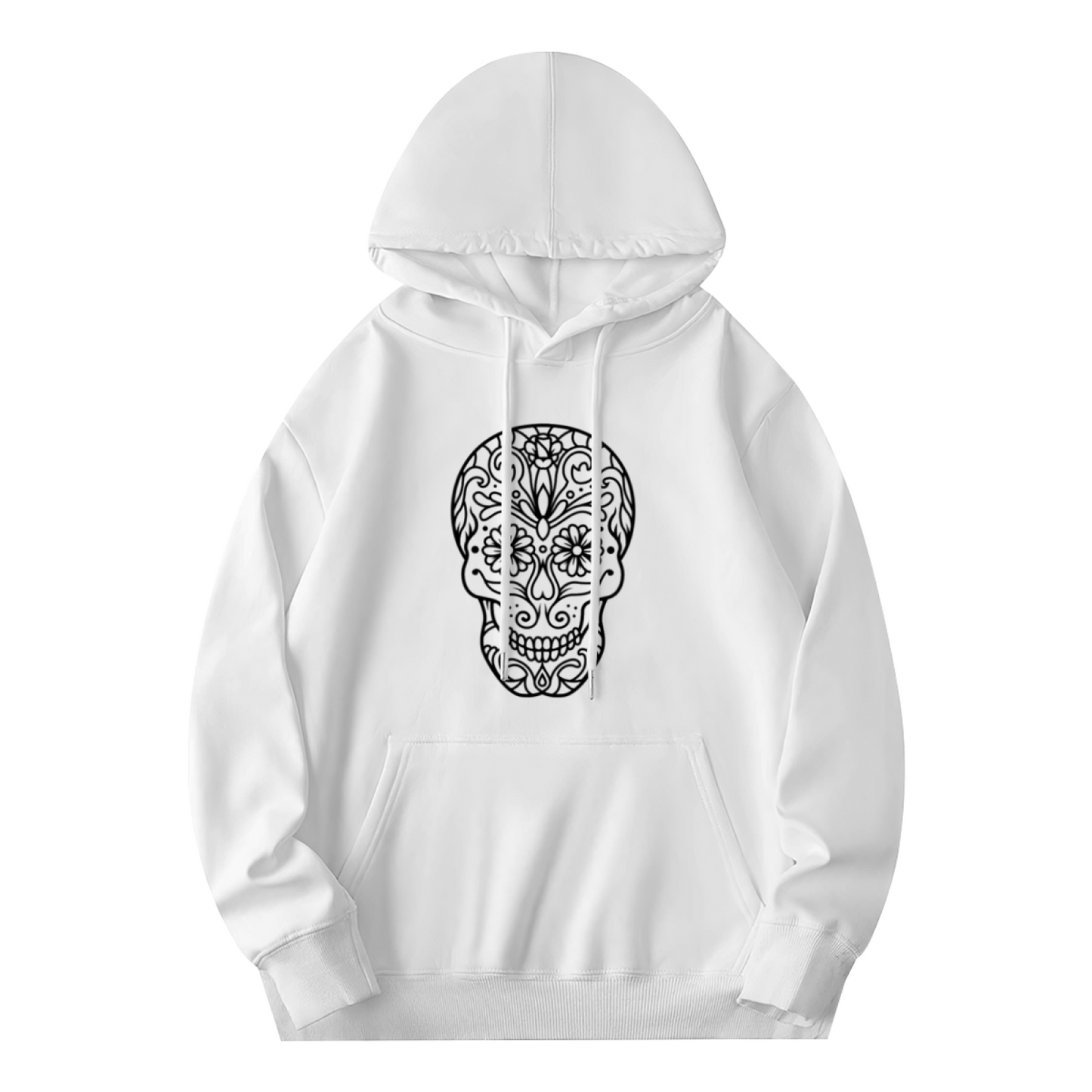 Sugar Skull Day Of The Dead White Hoodie For Men Women, Fluffy Comfort Wear