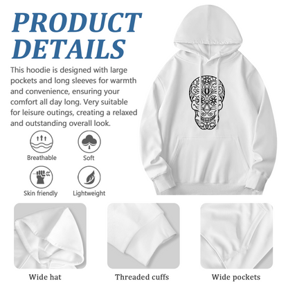 Sugar Skull Day Of The Dead White Hoodie For Men Women, Fluffy Comfort Wear